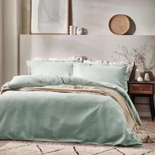 Waffle Textured 100% Cotton Duvet Cover Set Seafoam