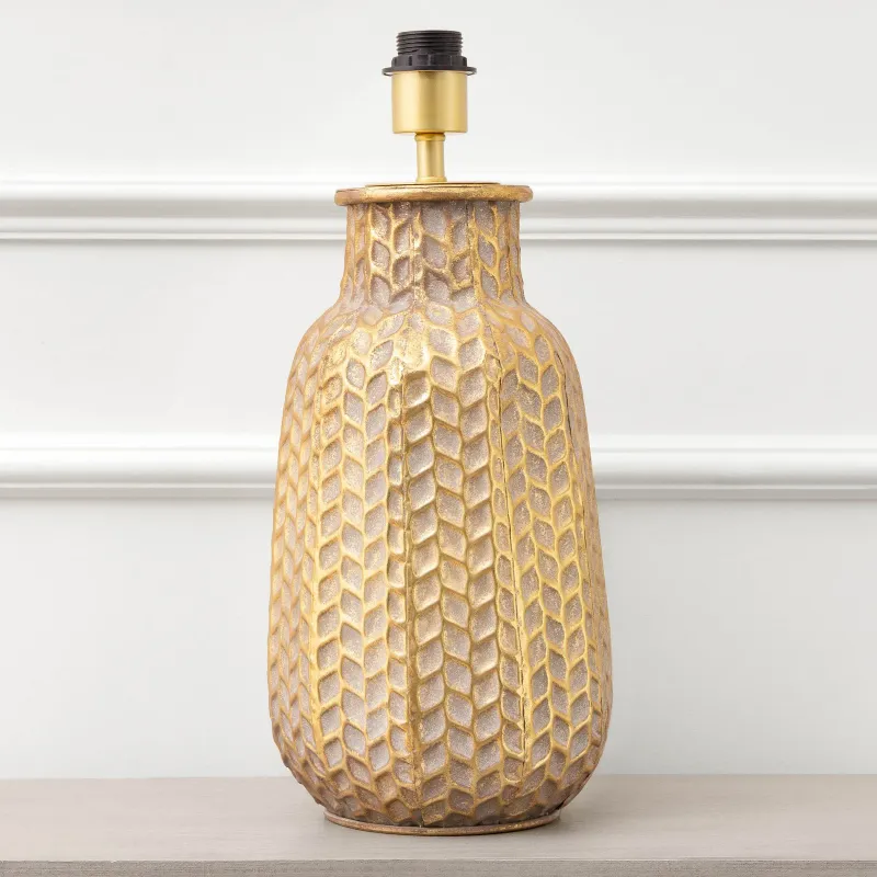 Evanora Lamp Base Gold/Whitewash