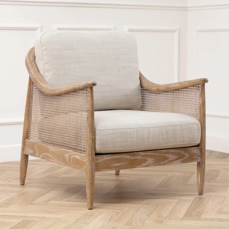 Remi 1-Seater Rattan Chair Linen