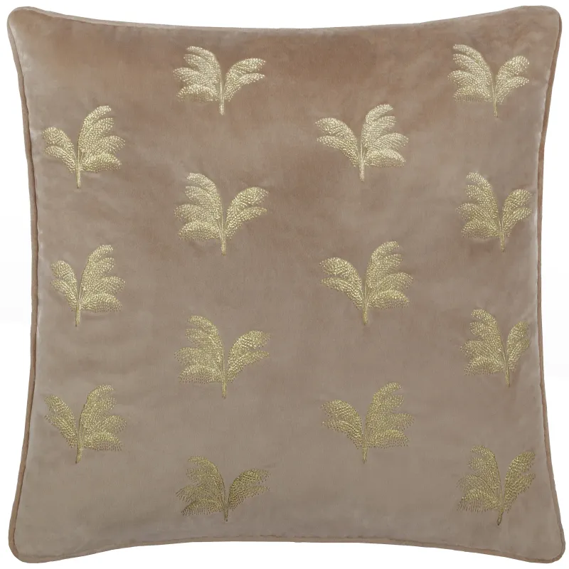 Guilded Palms Embroidered Cushion Mink