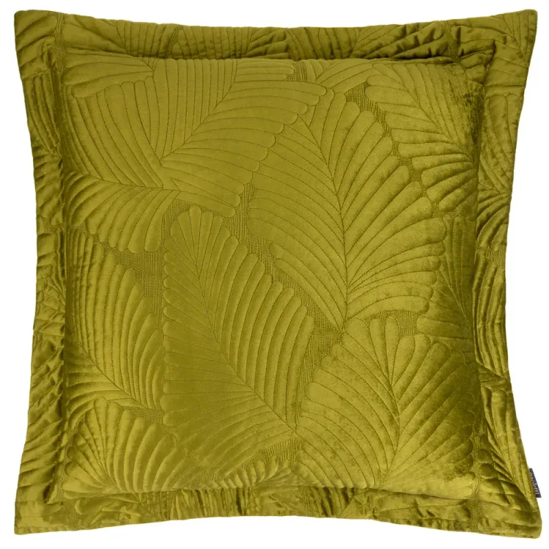 Palmeria Quilted Velvet Cushion Moss