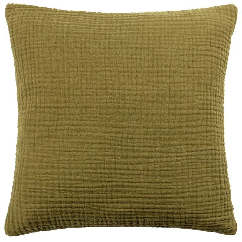 Lark Muslin Crinkle Cotton Cushion Khaki