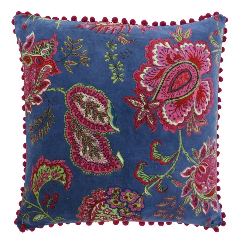 Malisa Paisley Cushion Smoke Blue