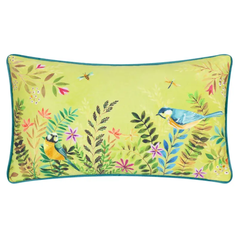 Daisy Hill Meadow Tales Printed Cushion Spring Green