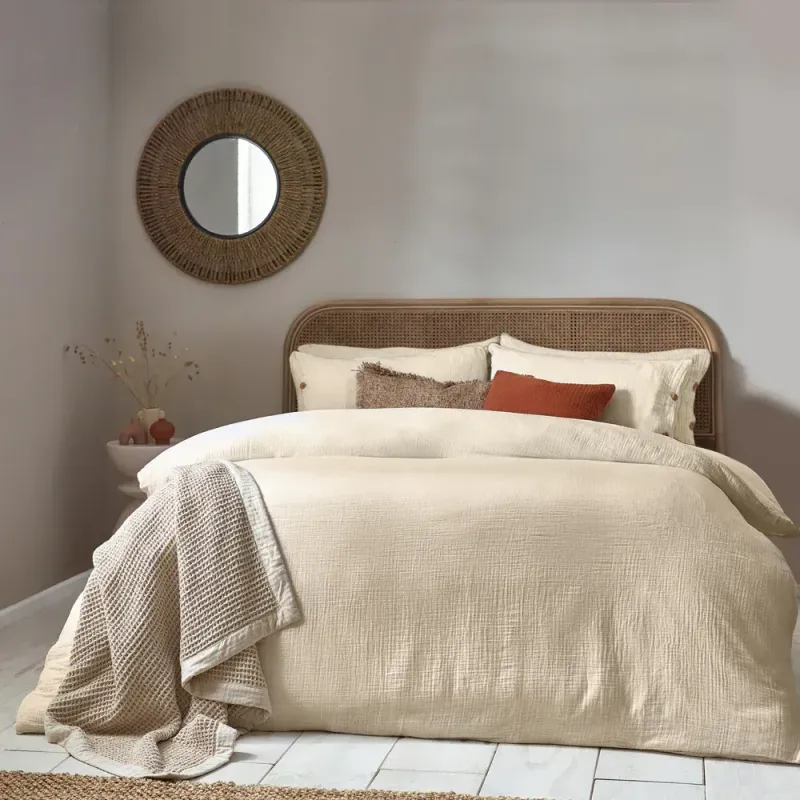 Lark Cotton Muslin Duvet Cover Set Natural