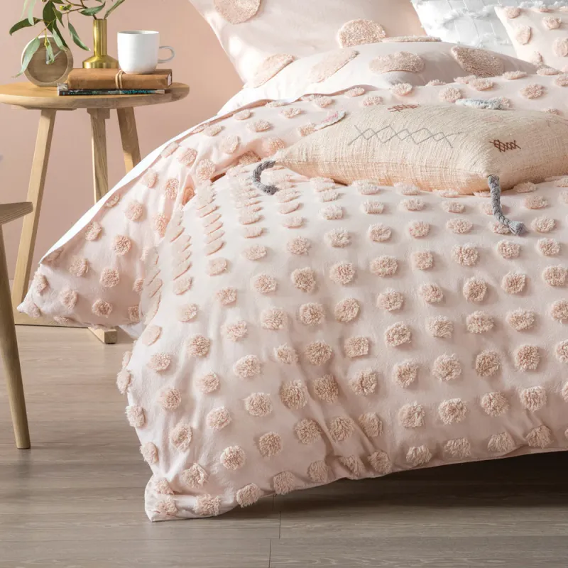 Haze Tufted 100% Cotton Duvet Cover Set Peach