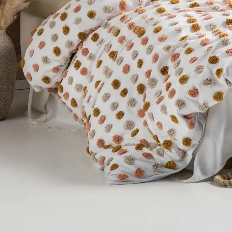 Haze Tufted 100% Cotton Duvet Cover Set Pink & Sand