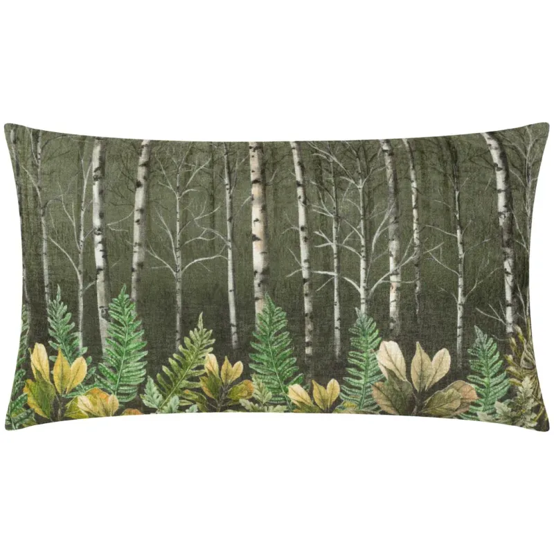 Kielder Forest Haldon Printed Velvet Cushion Khaki