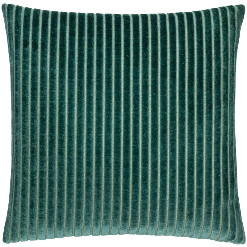 Savoy Stripe Velvet Cushion Teal
