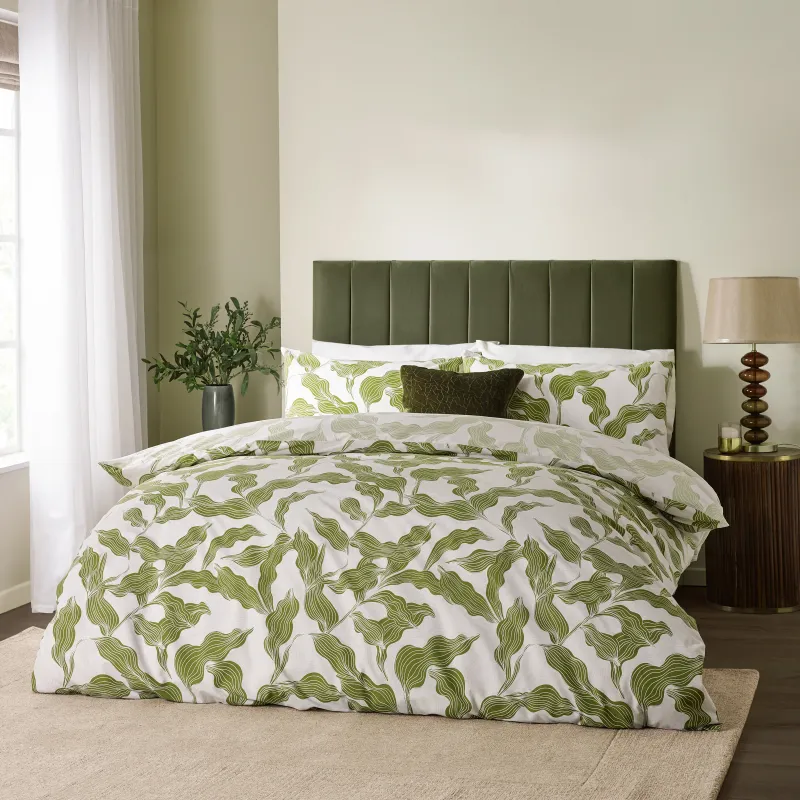 Lauro Printed Reversible Duvet Cover Set Olive