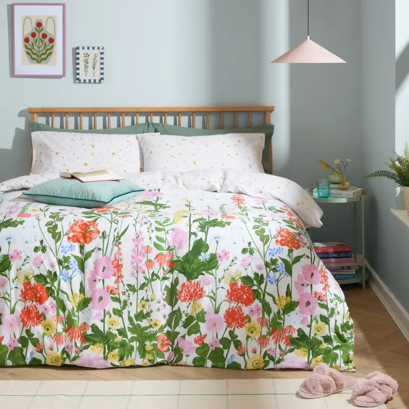 Cottage Garden Reversible Printed Duvet Cover Set Multicolour