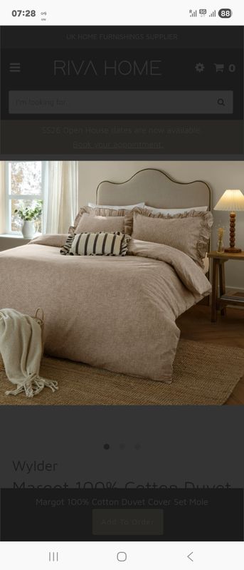Margot 100% Cotton Duvet Cover Set Mole