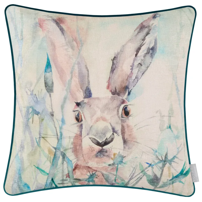 Jack Rabbit Printed Piped Cushion Blue