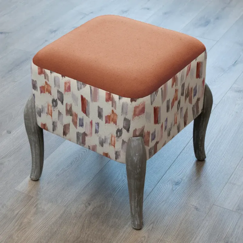 Arwen Printed Ralf Footstool Rose Water