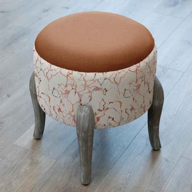 Carrara Printed Finn Footstool Rose Water