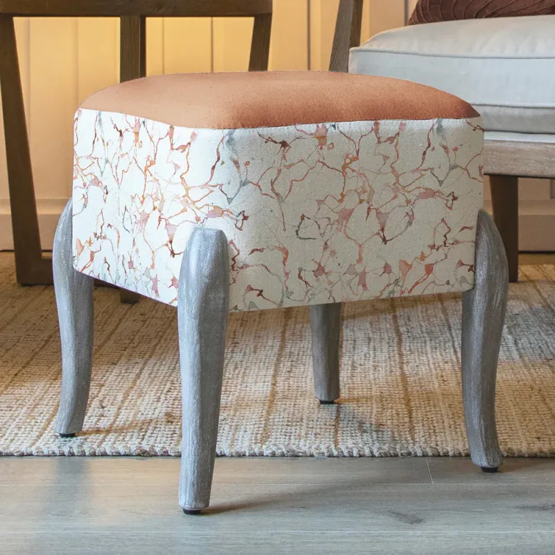 Carrara Printed Ralf Footstool Rose Water