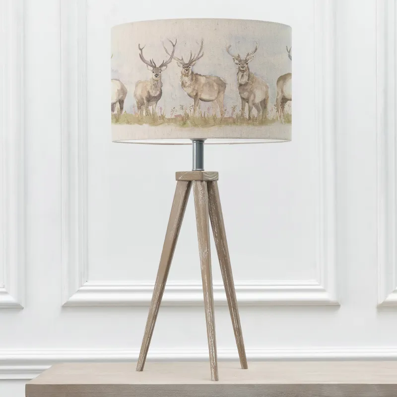 Moorland Stag Eva & Aratus Complete Table Lamp Grey/Linen