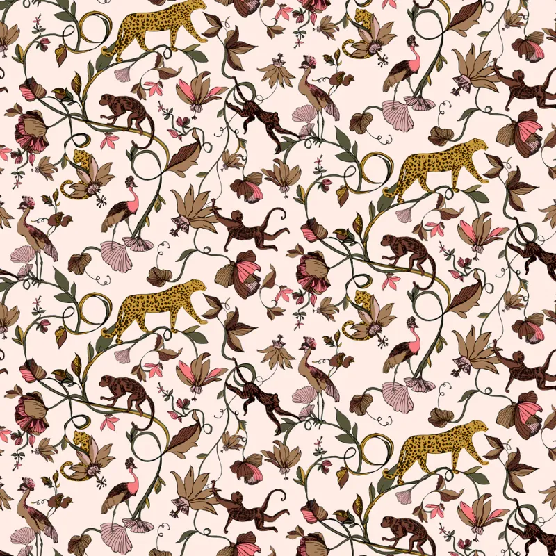 Exotic Wildlings Wallpaper Natural/Multi