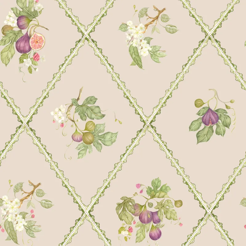 Fig Gardens 1.4m Wide Width Wallpaper (By the Metre) Taupe