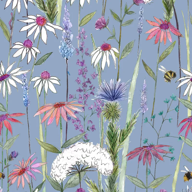 Hermione 1.4m Wide Width Wallpaper (By The Metre) Bluebell