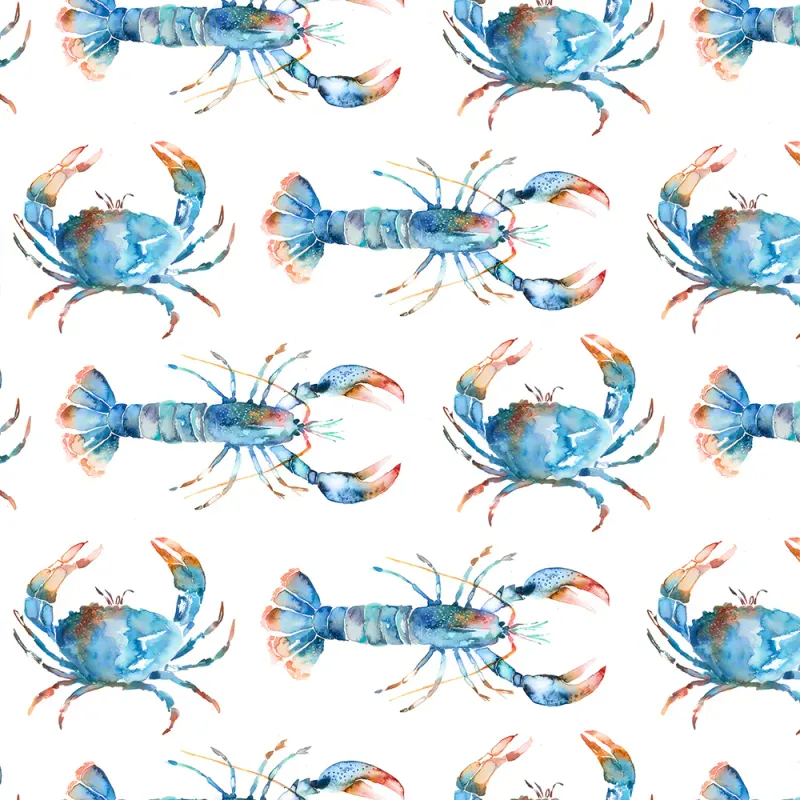 Crustaceans 1.4m Wide Width Wallpaper (By The Metre) Cobalt