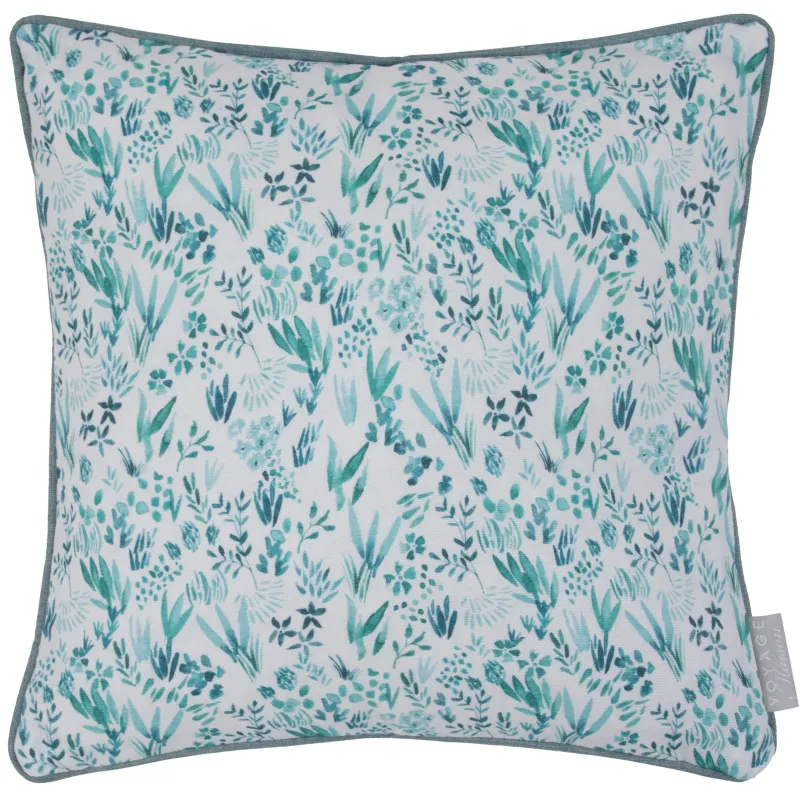 Saana Printed Piped Cushion Teal