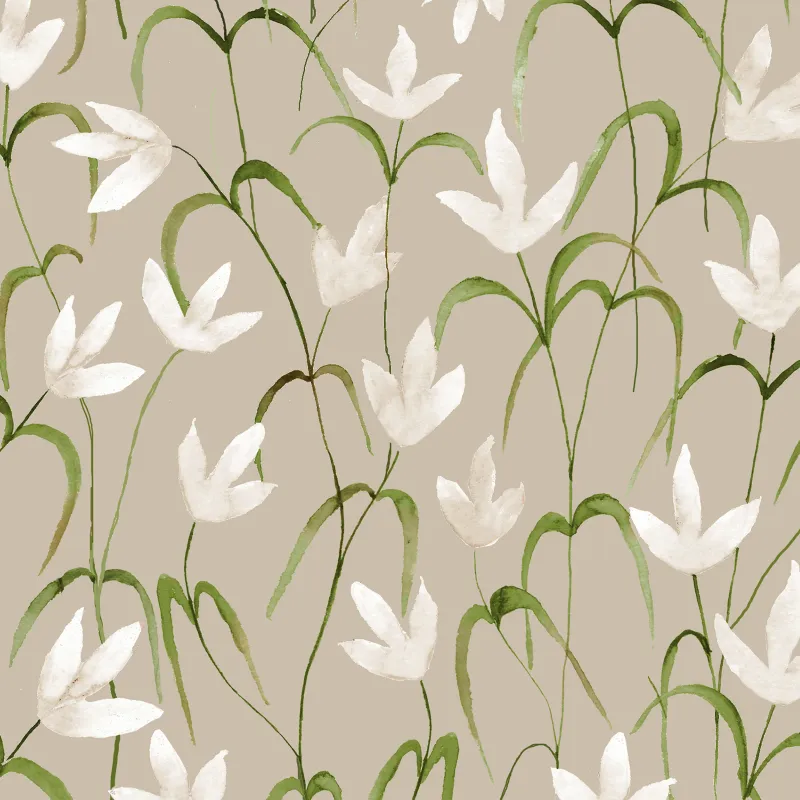 Fresia 1.4m Wide Width Wallpaper (By The Metre) Stone