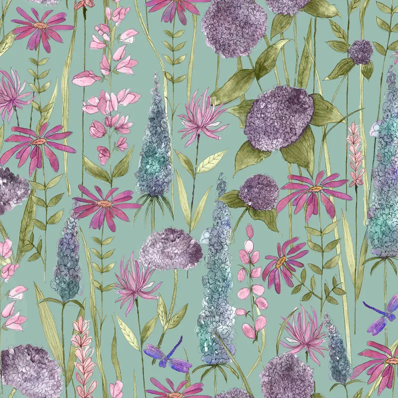Florabunda 1.4m Wide Width Wallpaper (By The Metre) Verde
