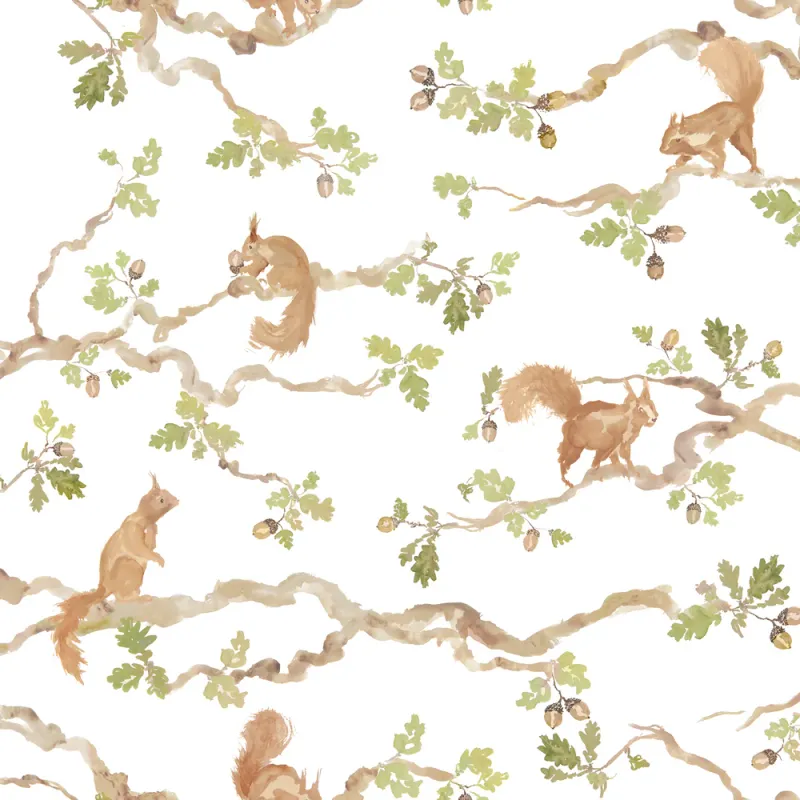 Playful Squirrel 1.4m Wide Width Wallpaper (By The Metre) Cream