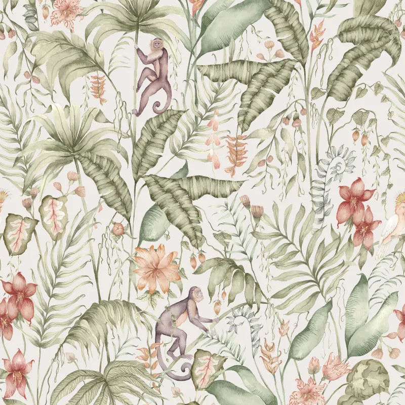 Tropical Utopia 1.4m Wide Width Wallpaper (By the Metre) Moss