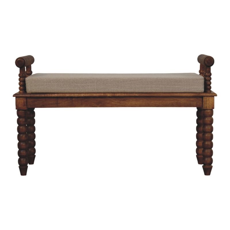 Spindle Amber Linen Bench