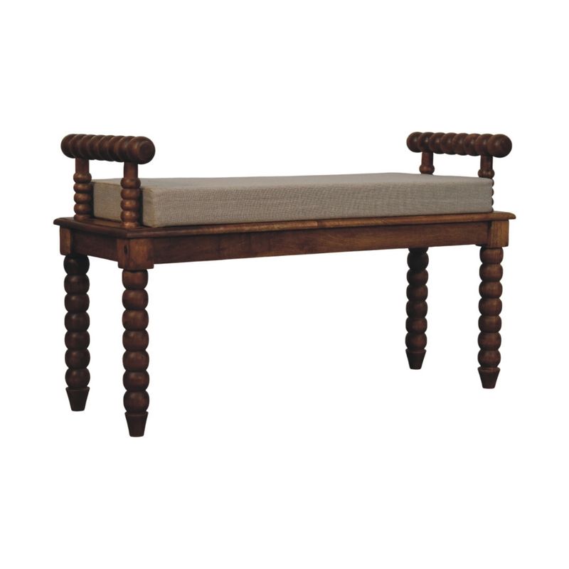 Spindle Amber Linen Bench