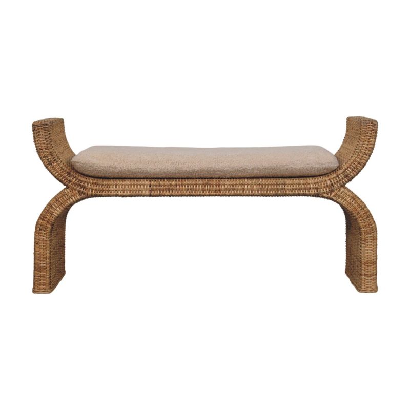 Rattan Weave Boucle Bench