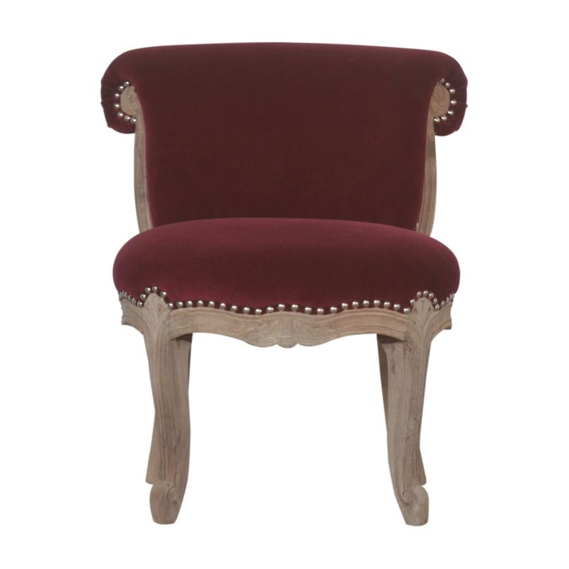 Red Wine Velvet Studded Chair