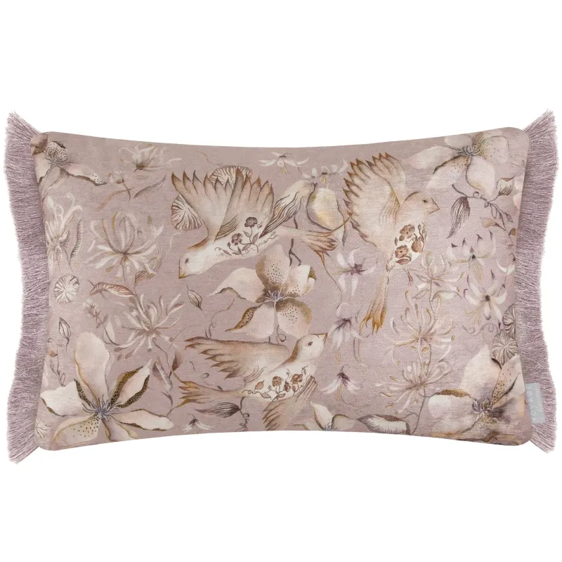 Floella Printed Ruche Fringe Cushion Viola