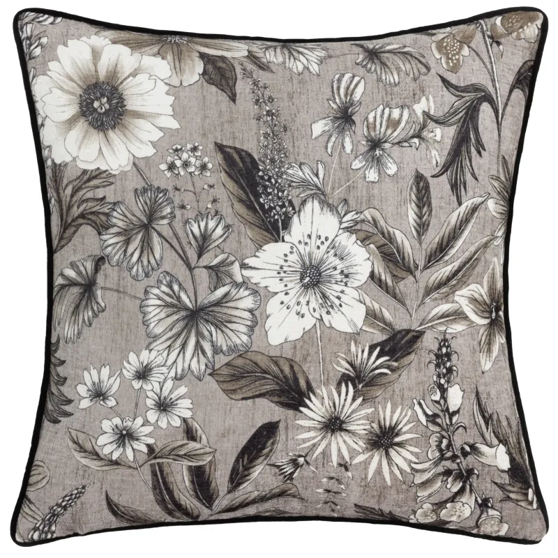 Harlington Botany Floral Piped Cushion Sepia