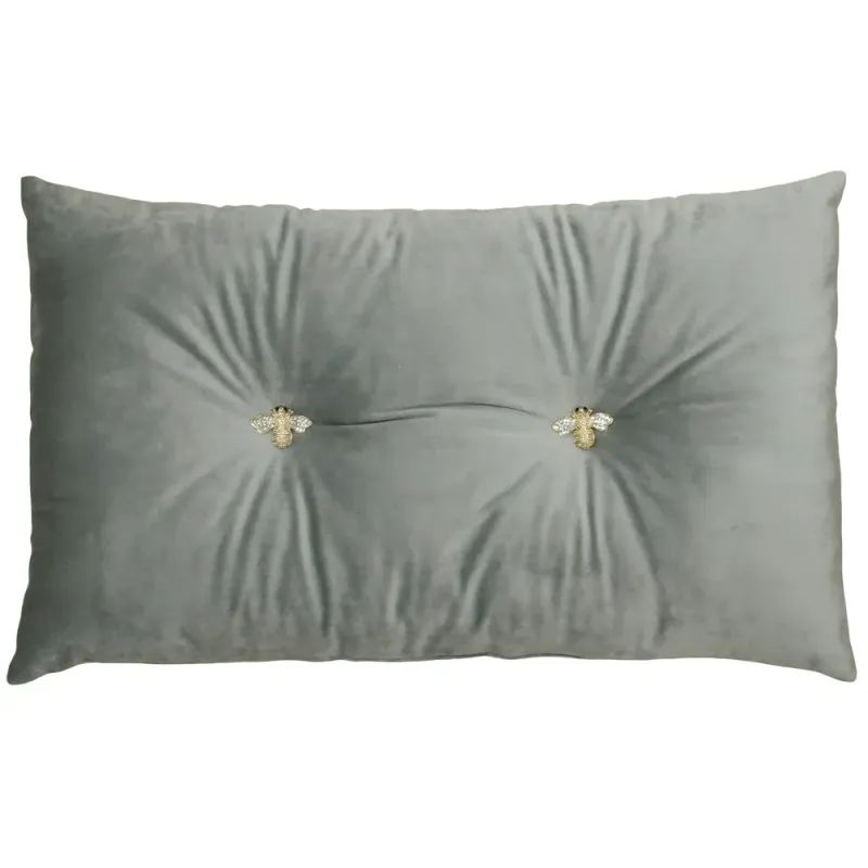 Bumble Bee Velvet Cushion Silver