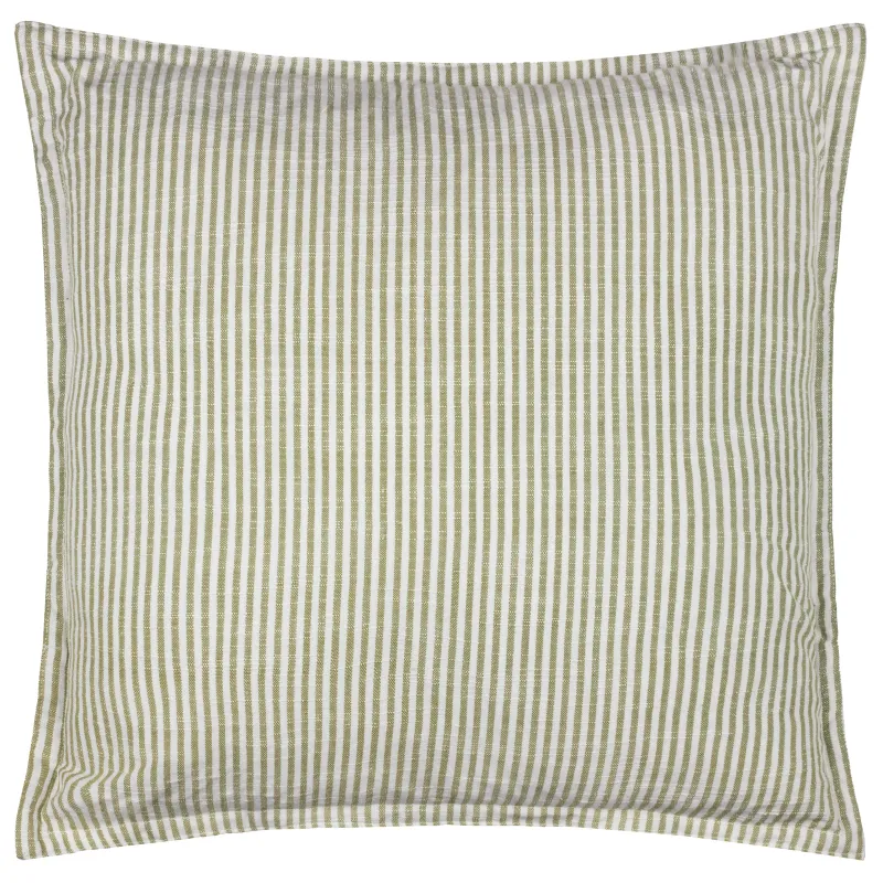 Truro Striped 100% Cotton Cushion Moss