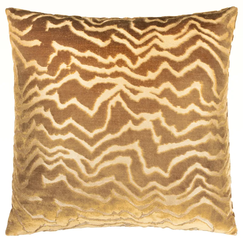 Tierra Cut Velvet Cushion Brass