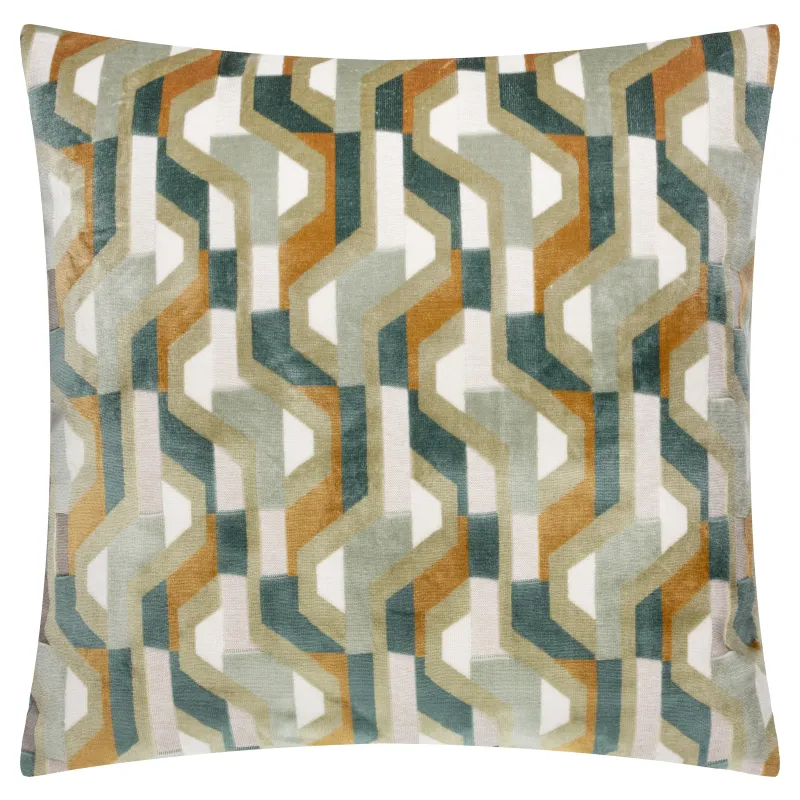 Metro Prism Velvet Cushion Green