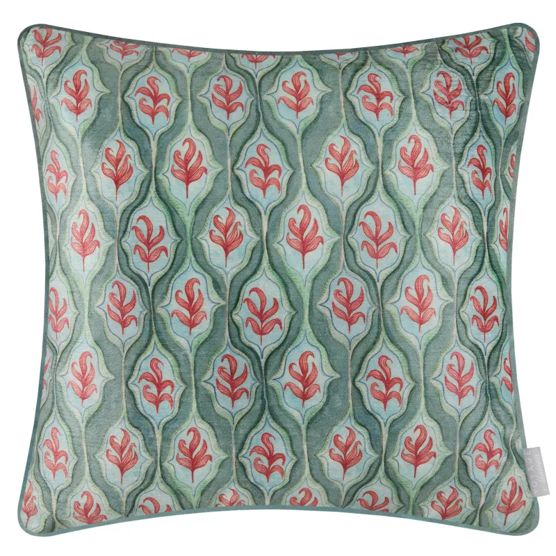 Zephyr Printed Velvet Cushion Oasis