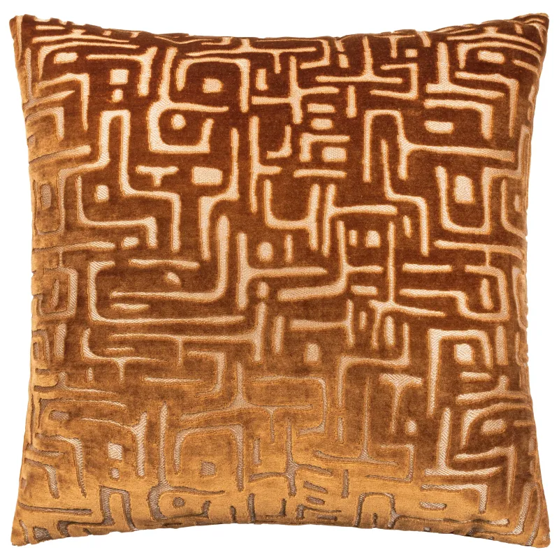 Soren Cut Velvet Cushion Copper
