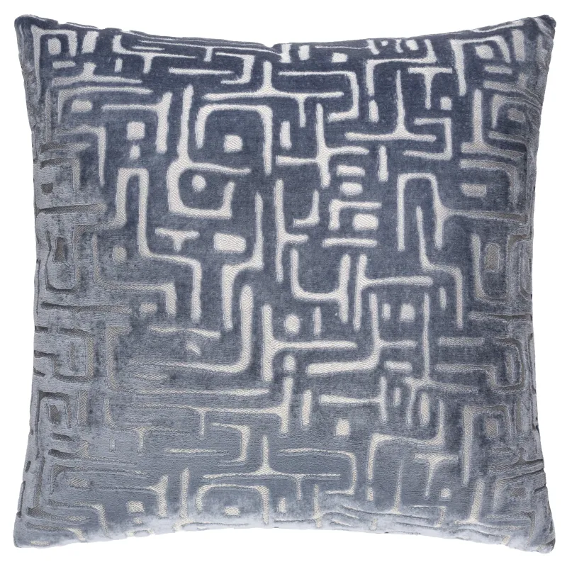 Soren Cut Velvet Cushion Slate Blue