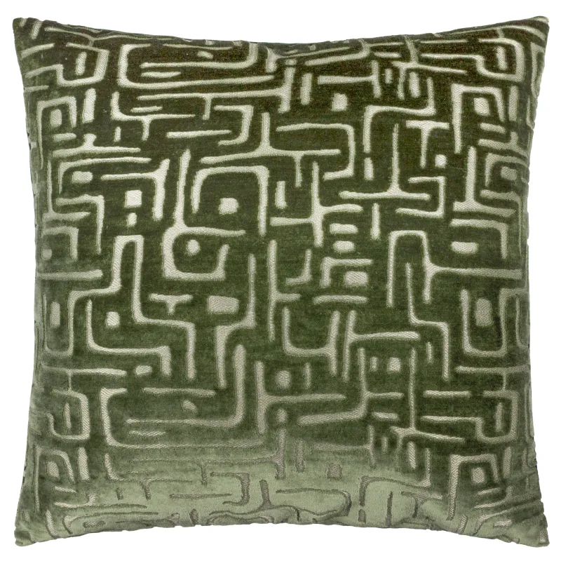 Soren Cut Velvet Cushion Smoke Green