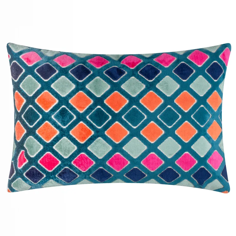 Metro Diamond Velvet Cushion Multicolour