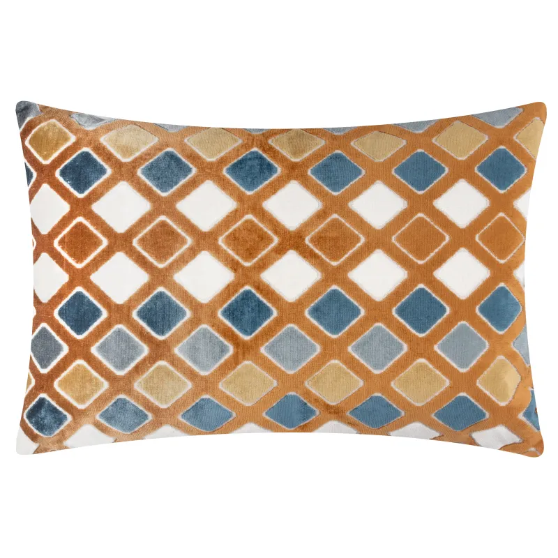 Metro Diamond Velvet Cushion Ginger