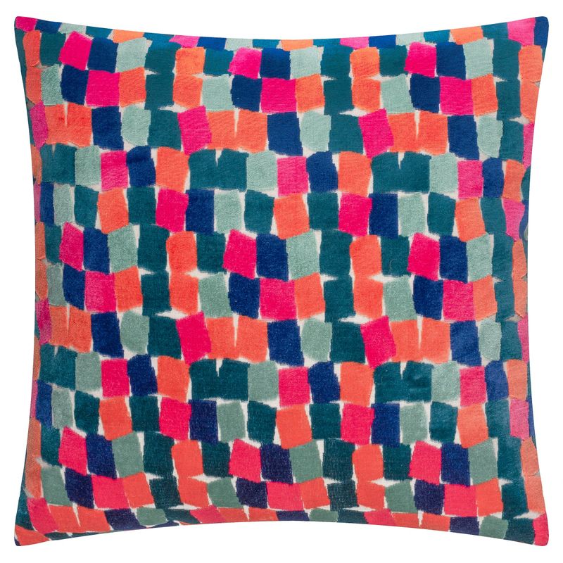 Metro Blocks Velvet Jacquard Cushion Multicolour