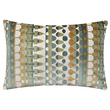 Metro Abstract Velvet Jacquard Cushion Green