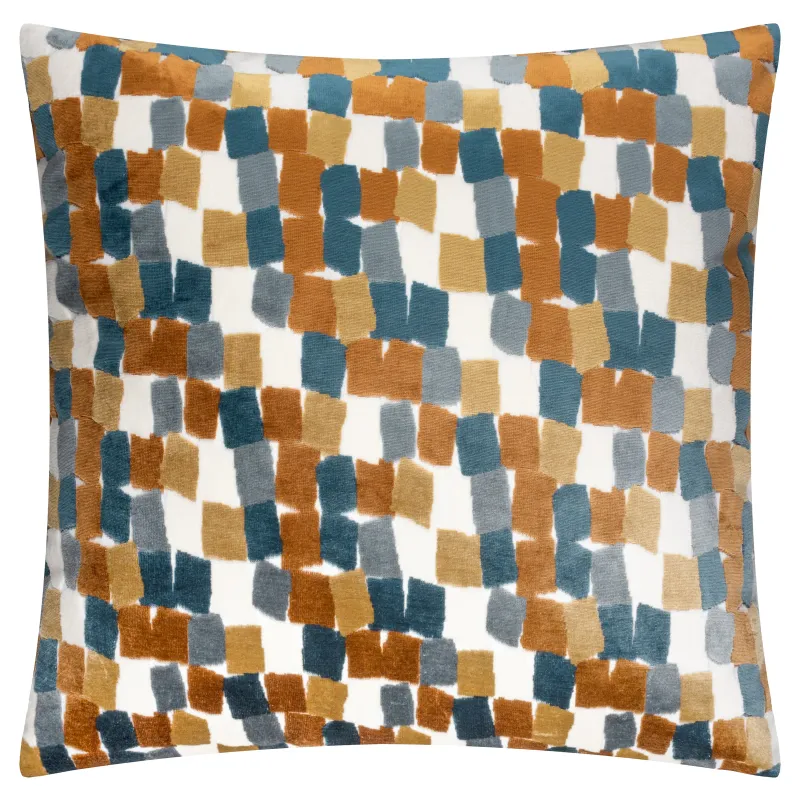 Metro Blocks Velvet Jacquard Cushion Ginger