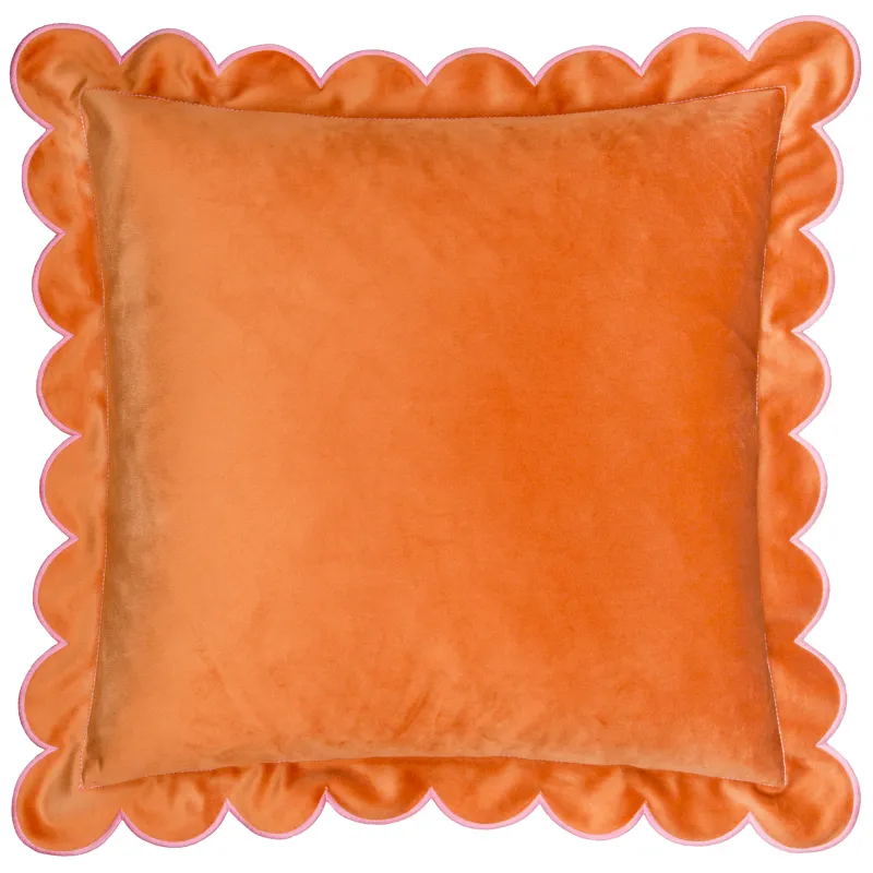 Lil Scallop Velvet Cushion Orabge/Pink